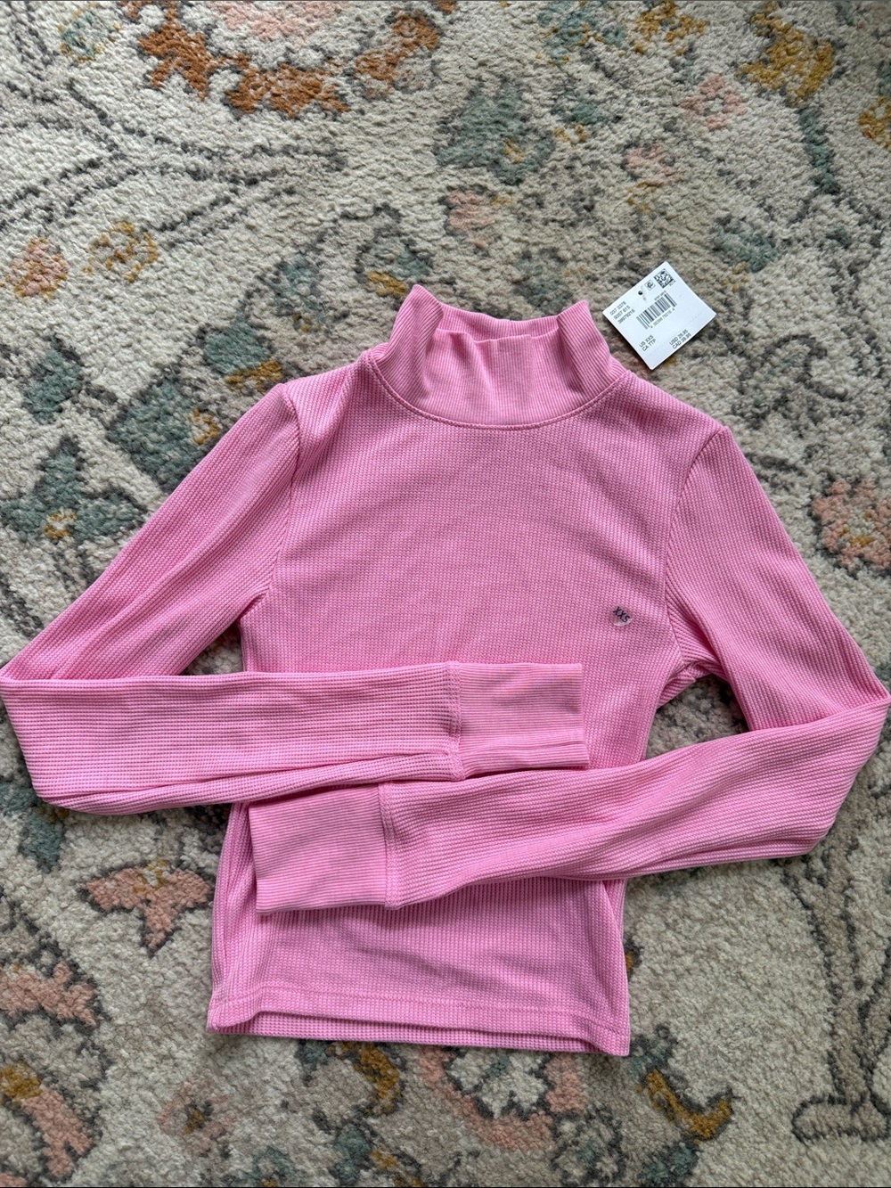 American Eagle Outfitters Pink Ribbed Turtleneck Long Sleeve Tee
